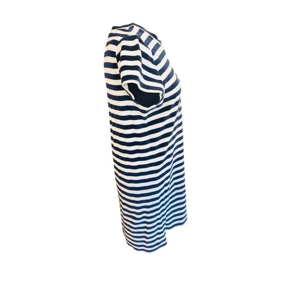 Madewell Striped Velour Terry Cloth Nautical T-Shirt Dress Navy White Cotton M - Picture 7 of 10